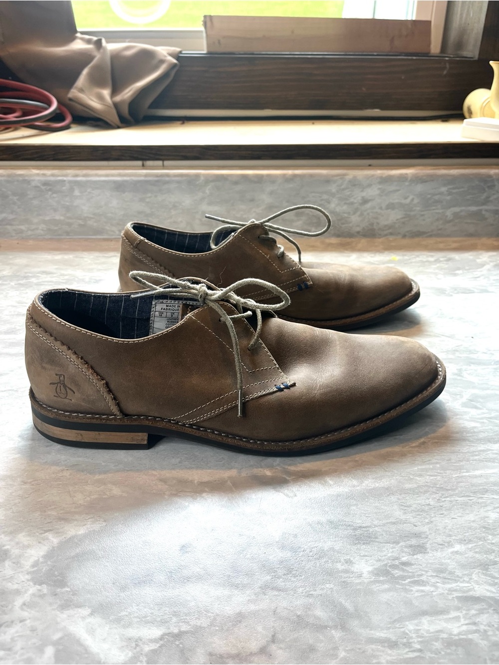 Original Penguin Men's Brown Leather Lace-Up Dress Shoes